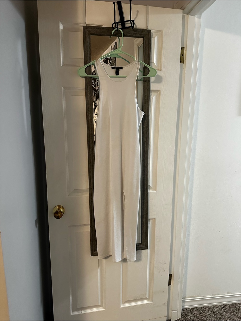 Forever 21 Cream Ribbed Sleeveless Midi Tank Dress